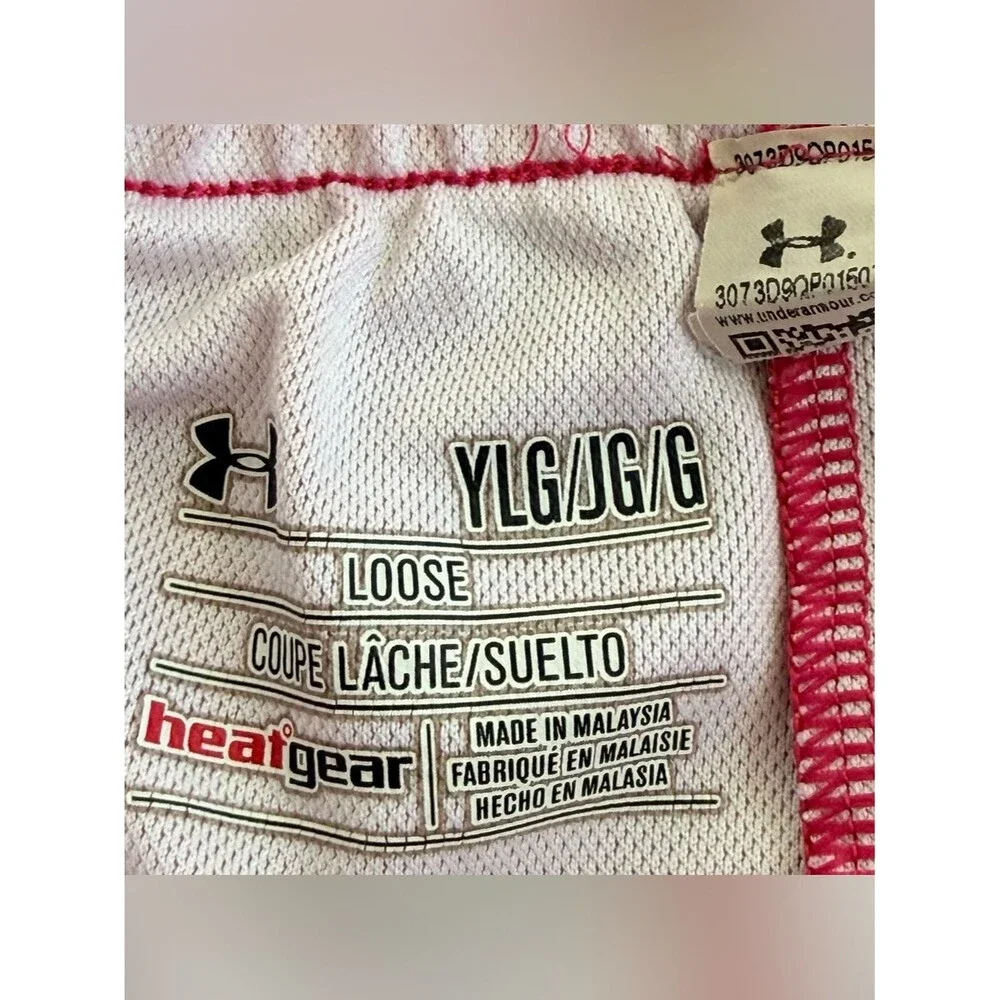 Under Armour HeatGear Pink Loose Fit Pull-On Athletic Shorts. Youth Large.